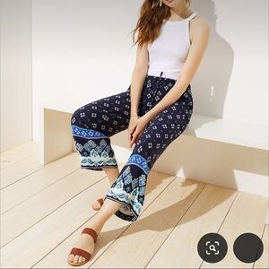 Loft Petite Mosaic Fluid Drawstring Wide Leg Pants size PL NWT’s